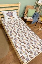 Organik Tek Kişilik Lastikli Çarşaf Seti - Sevimli Orman Arkadaşım Fil