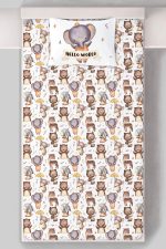 Organik Tek Kişilik Lastikli Çarşaf Seti - Sevimli Orman Arkadaşım Fil - Görsel 3