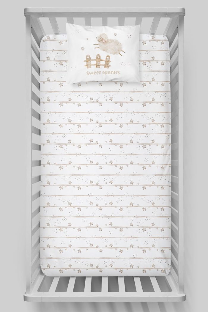 Organik Bebek Boy Lastikli Çarşaf Seti - Mışıl Mışıl Kuzucuk - Görsel 3