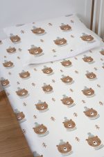 Organik Bebek Boy Lastikli Çarşaf Seti - Sevimli Kış Ayısı - Görsel 2