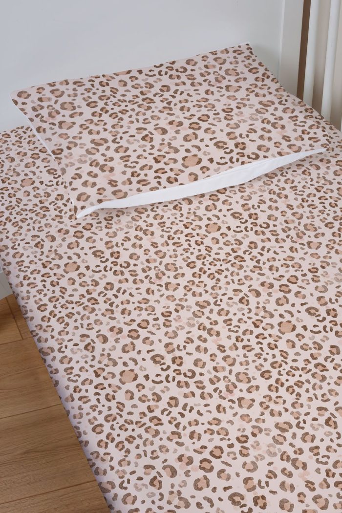 Organik Bebek Boy Lastikli Çarşaf Seti - Leopar Şıklığı - Görsel 2