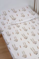 Organik Bebek Boy Lastikli Çarşaf Seti - Papyonlu Tavşan - Görsel 2