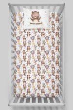 Organik Bebek Boy Lastikli Çarşaf Seti - Minik Dostum Ayıcık - Görsel 3