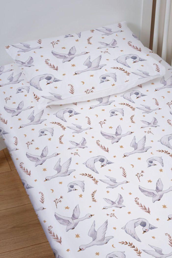 Organik Bebek Boy Lastikli Çarşaf Seti - Kuğu Dansı - Görsel 2