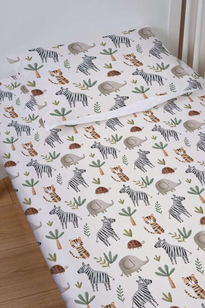 Organik Bebek Boy Lastikli Çarşaf Seti - Doğa Macerası - Görsel 2