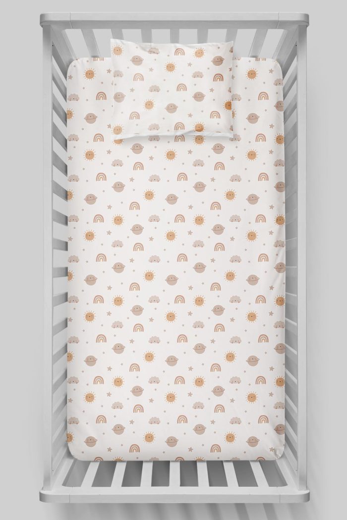 Organik Bebek Boy Lastikli Çarşaf Seti - Güneşli Günler - Görsel 3