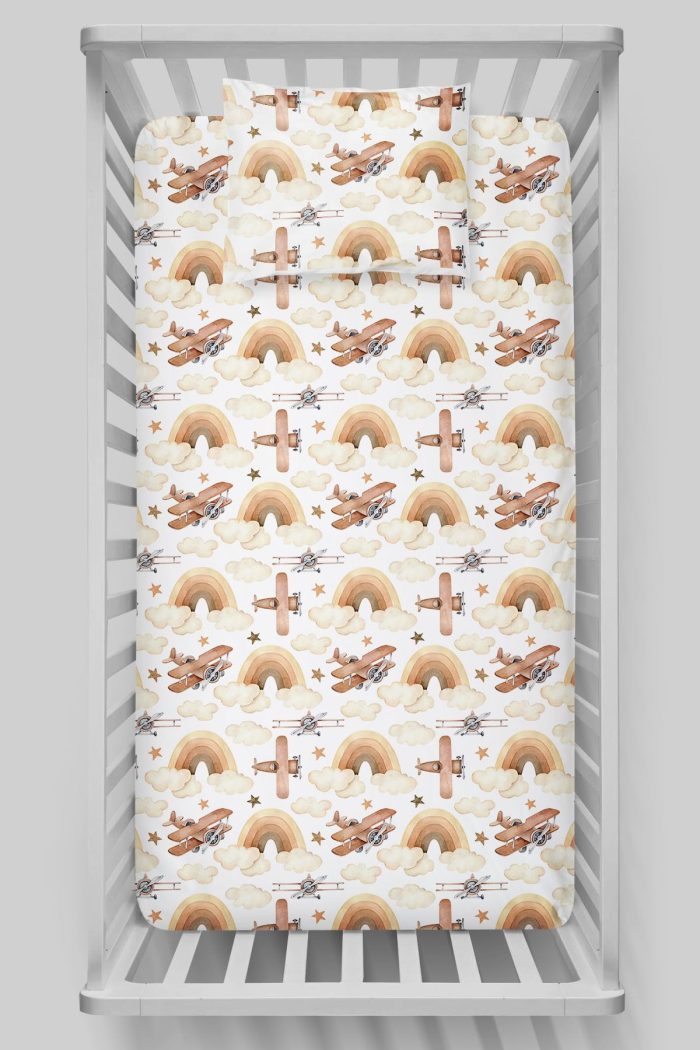 Organik Bebek Boy Lastikli Çarşaf Seti - Uçan Hayal - Görsel 3