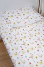 Organik Bebek Boy Lastikli Çarşaf Seti - Ördek ve Tavuk Düşleri - Görsel 2