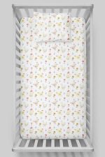 Organik Bebek Boy Lastikli Çarşaf Seti - Ördek ve Tavuk Düşleri - Görsel 3