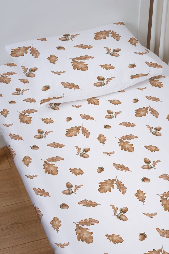 Organik Bebek Boy Lastikli Çarşaf Seti - Sonbahar Yaprakları - Görsel 2