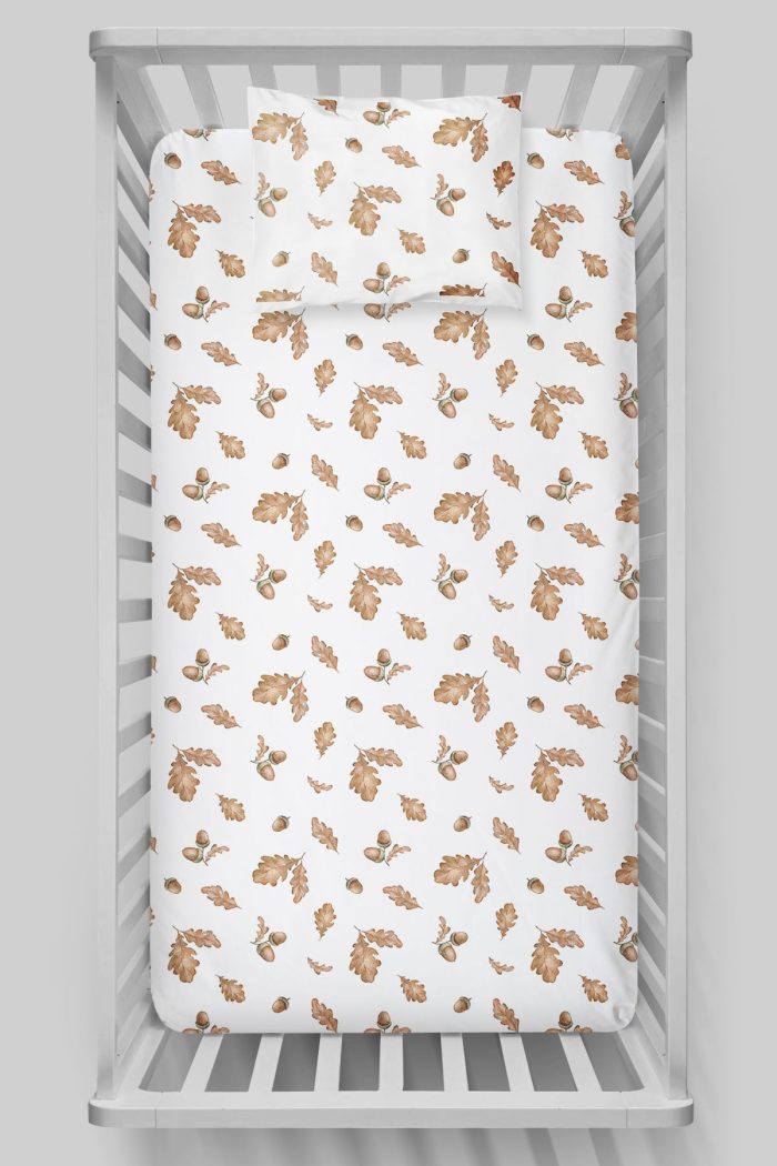 Organik Bebek Boy Lastikli Çarşaf Seti - Sonbahar Yaprakları - Görsel 3