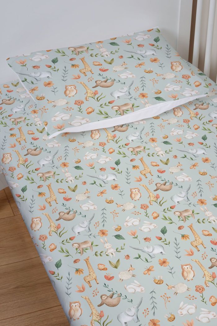 Organik Bebek Boy Lastikli Çarşaf Seti - Doğanın Minik Sesleri - Görsel 2