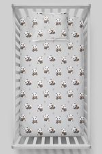 Organik Bebek Boy Lastikli Çarşaf Seti - Sevimli Bambu Dostu Panda - Görsel 3