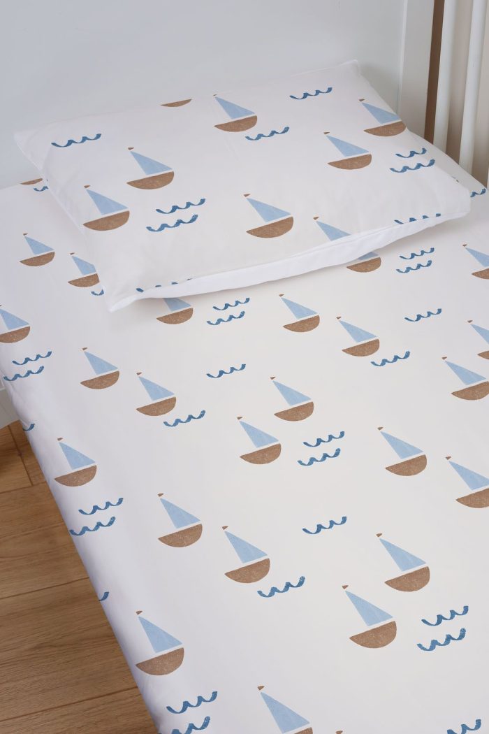 Organik Bebek Boy Lastikli Çarşaf Seti - Yelken Rüyası - Görsel 2