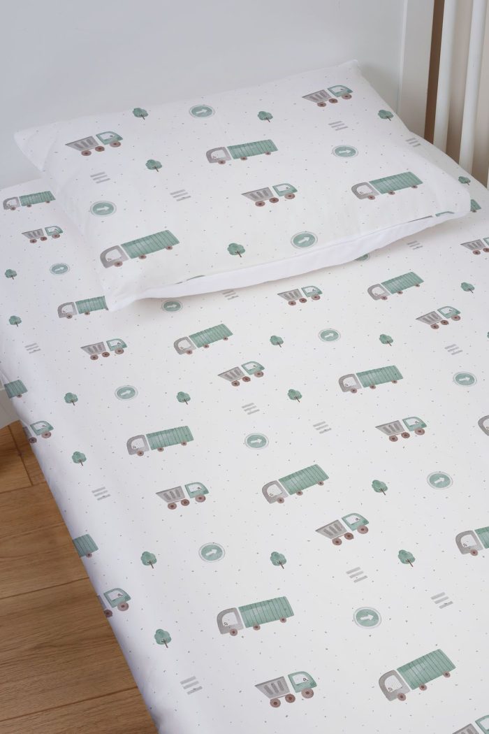 Organik Bebek Boy Lastikli Çarşaf Seti - Şehir Macerası - Görsel 2