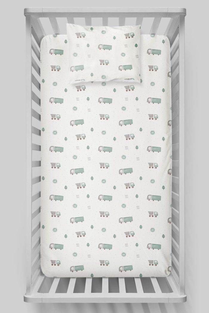 Organik Bebek Boy Lastikli Çarşaf Seti - Şehir Macerası - Görsel 3