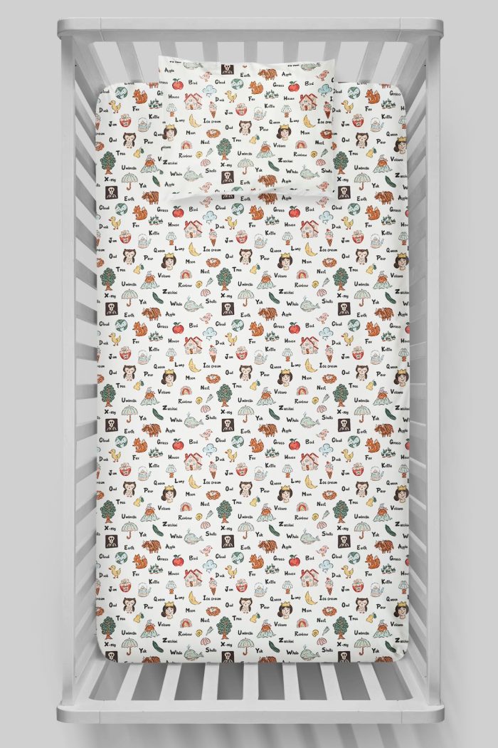 Organik Bebek Boy Lastikli Çarşaf Seti - Eğlenceli Kelimeler - Görsel 3
