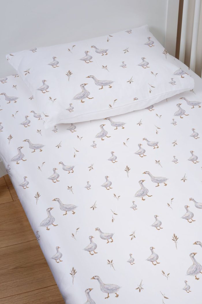 Organik Bebek Boy Lastikli Çarşaf Seti - Huzurlu Kanatlar - Görsel 2