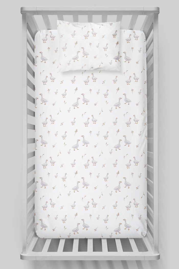 Organik Bebek Boy Lastikli Çarşaf Seti - Huzurlu Kanatlar - Görsel 3