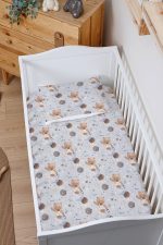 Organik Bebek Boy Lastikli Çarşaf Seti - Uzayda Ayı