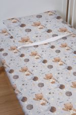 Organik Bebek Boy Lastikli Çarşaf Seti - Uzayda Ayı - Görsel 2