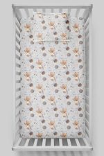 Organik Bebek Boy Lastikli Çarşaf Seti - Uzayda Ayı - Görsel 3