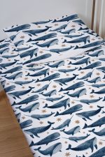 Organik Bebek Boy Lastikli Çarşaf Seti - Balina Masalı - Görsel 2