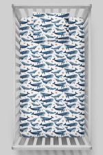 Organik Bebek Boy Lastikli Çarşaf Seti - Balina Masalı - Görsel 3