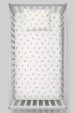 Organik Bebek Boy Lastikli Çarşaf Seti - Yeşil Zeytin Dalı - Görsel 3