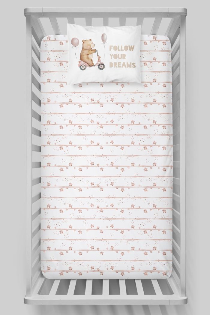 Organik Bebek Boy Lastikli Çarşaf Seti - Minik Gezgin - Görsel 3