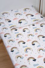 Organik Bebek Boy Lastikli Çarşaf Seti - Neşeli Bulutlar - Görsel 2