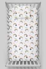 Organik Bebek Boy Lastikli Çarşaf Seti - Neşeli Bulutlar - Görsel 3