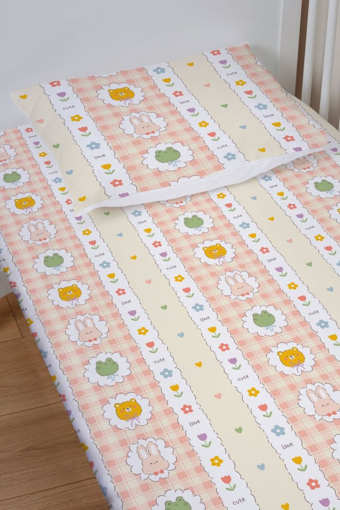 Organik Bebek Boy Lastikli Çarşaf Seti - Şirin Kahramanlar - Görsel 2