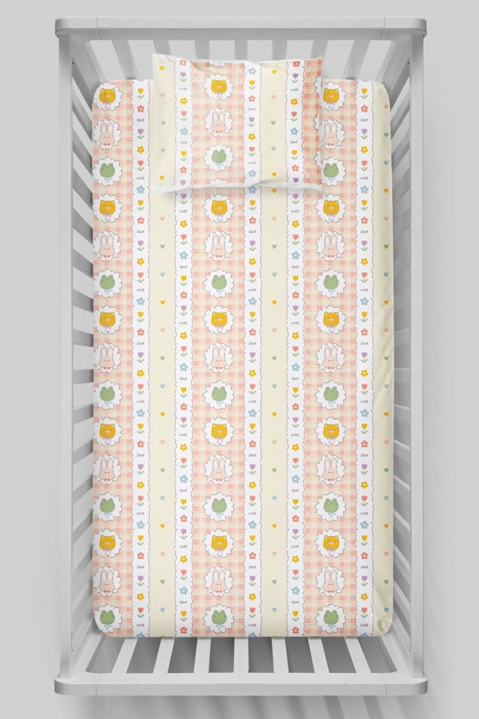 Organik Bebek Boy Lastikli Çarşaf Seti - Şirin Kahramanlar - Görsel 3