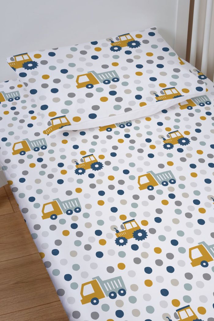 Organik Bebek Boy Lastikli Çarşaf Seti - Hareketli Tekerlekler - Görsel 2