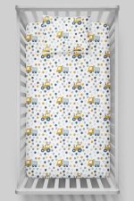 Organik Bebek Boy Lastikli Çarşaf Seti - Hareketli Tekerlekler - Görsel 3