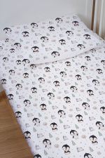 Organik Bebek Boy Lastikli Çarşaf Seti - Kutup Dostları Penguenler - Görsel 2