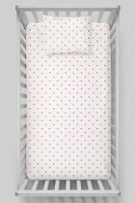 Organik Bebek Boy Lastikli Çarşaf Seti - Kalp Yağmuru - Görsel 3