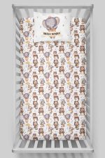 Organik Bebek Boy Lastikli Çarşaf Seti - Sevimli Orman Arkadaşım Fil - Görsel 3