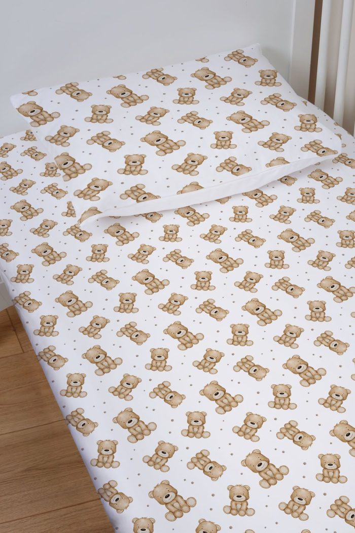 Organik Bebek Boy Lastikli Çarşaf Seti - Tatlı Ayıcık - Görsel 2