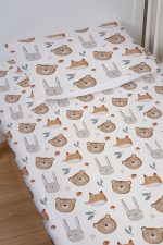 Organik Bebek Boy Lastikli Çarşaf Seti - Sevimli Yüzler - Görsel 2