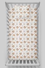 Organik Bebek Boy Lastikli Çarşaf Seti - Sevimli Yüzler - Görsel 3