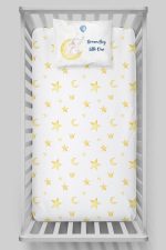 Organik Bebek Boy Lastikli Çarşaf Seti - Sevimli Ay fısıltısı - Görsel 3