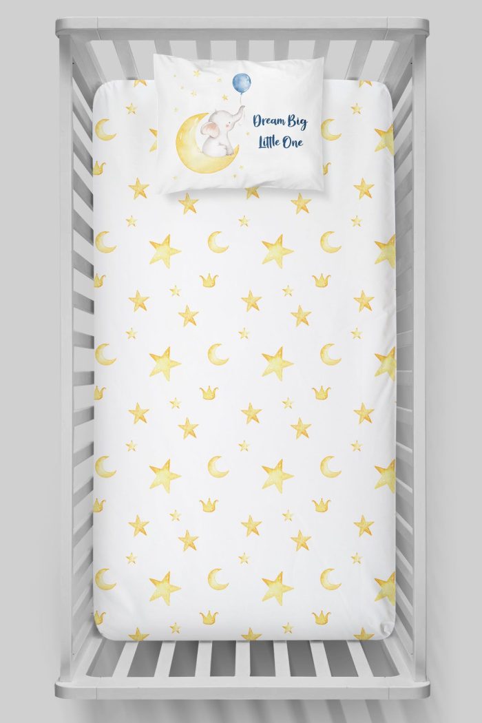 Organik Bebek Boy Lastikli Çarşaf Seti - Sevimli Ay fısıltısı - Görsel 3