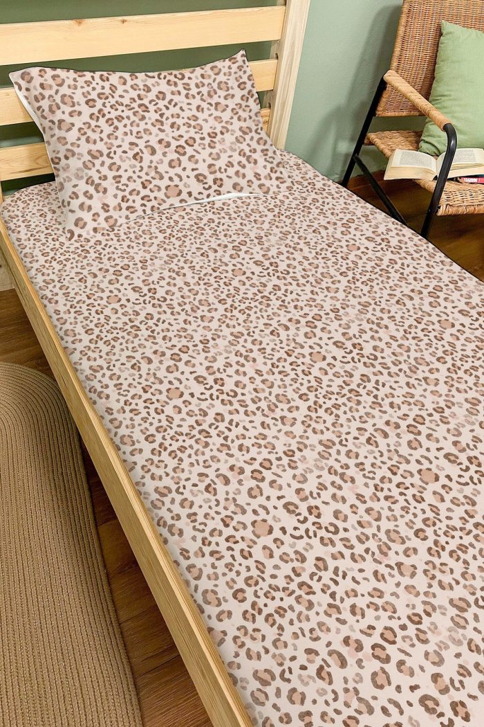 Organik Tek Kişilik Lastikli Çarşaf Seti - Leopar Şıklığı - Görsel 2