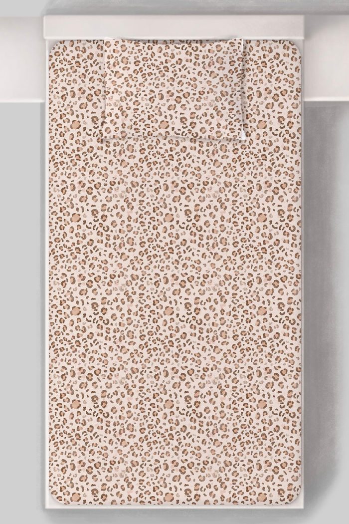 Organik Tek Kişilik Lastikli Çarşaf Seti - Leopar Şıklığı - Görsel 3