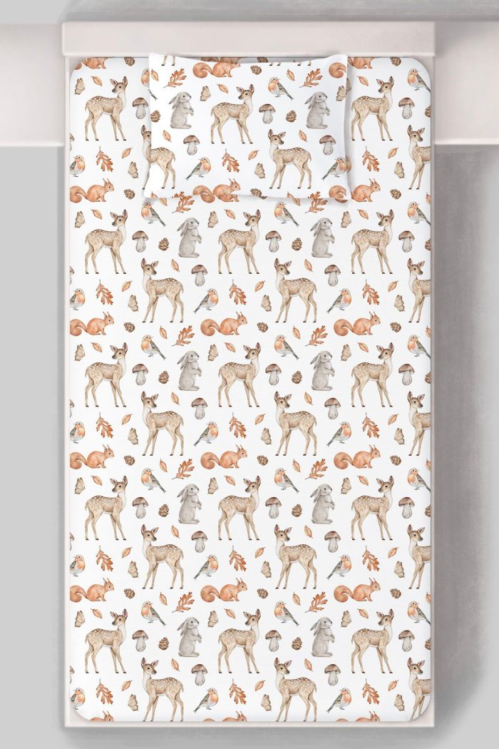 Organik Tek Kişilik Lastikli Çarşaf Seti - Sevimli Dostlar - Görsel 3