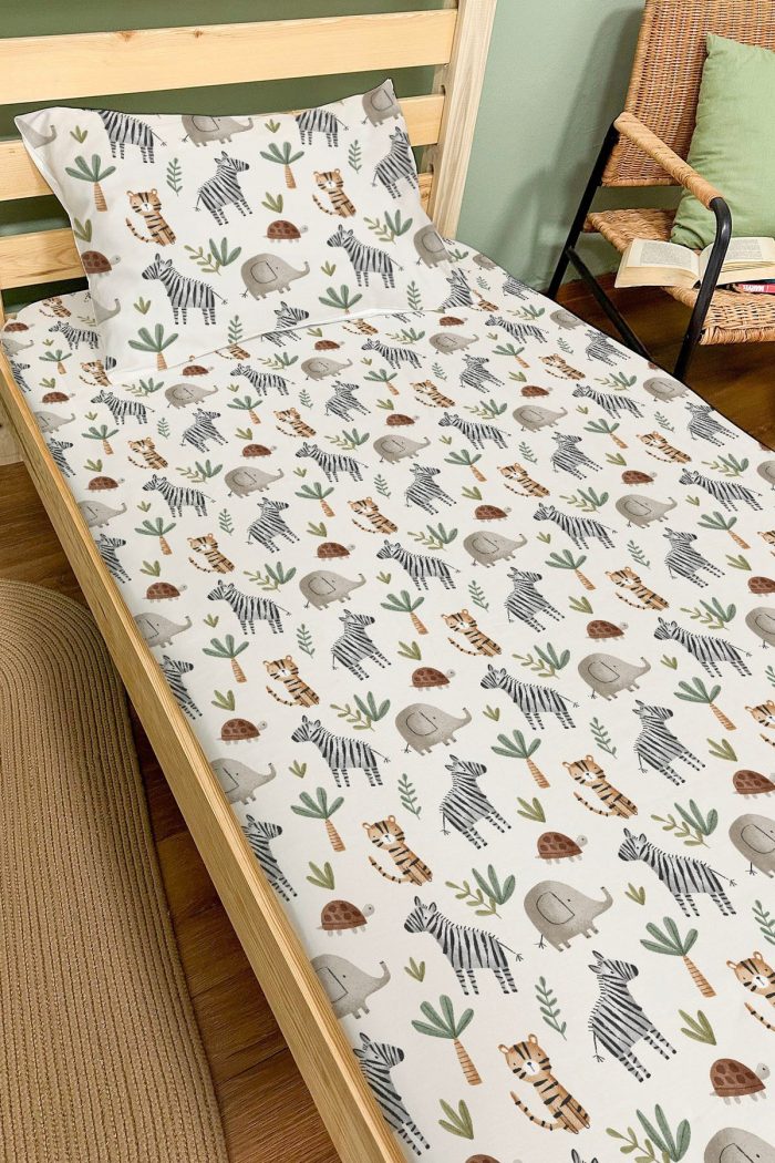 Organik Tek Kişilik Lastikli Çarşaf Seti - Doğa Macerası - Görsel 2