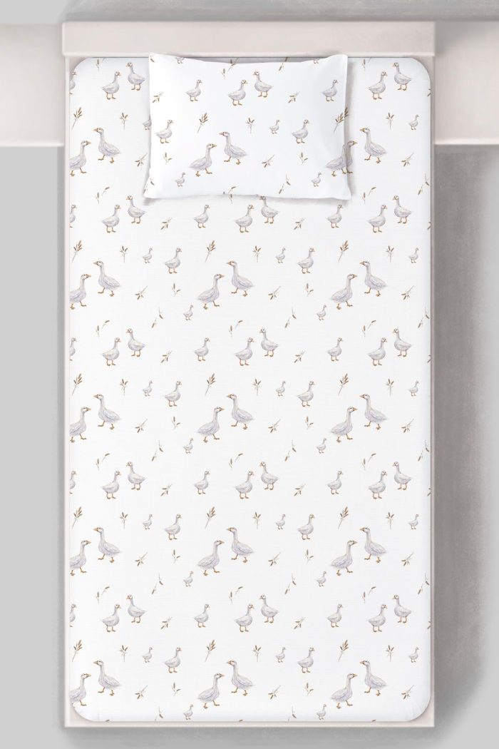 Organik Tek Kişilik Lastikli Çarşaf Seti - Huzurlu Kanatlar - Görsel 3