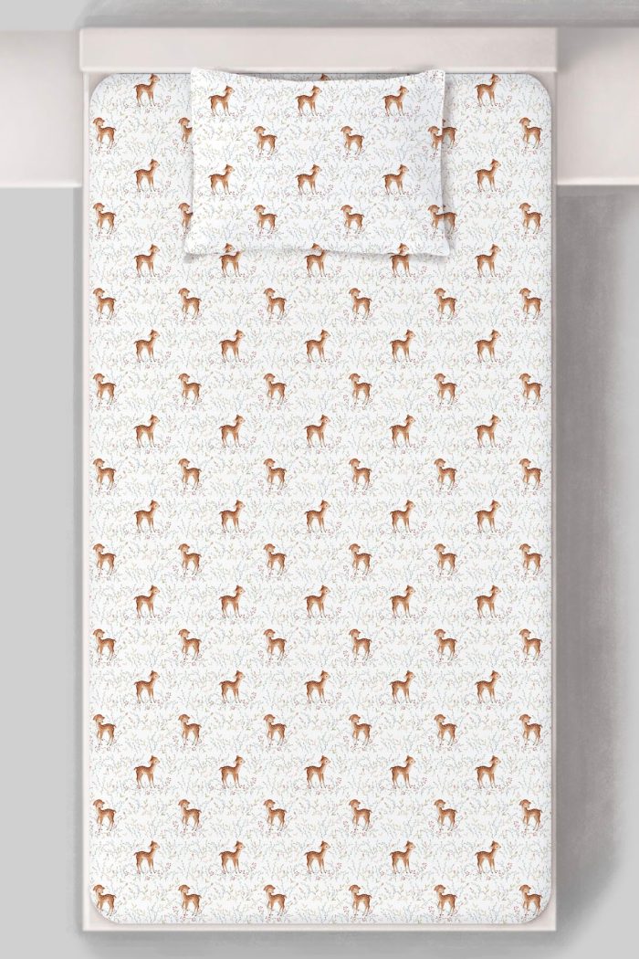 Organik Tek Kişilik Lastikli Çarşaf Seti - Minik Zarif Ceylan - Görsel 3